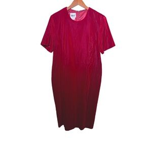 Leslie Fay Cranberry Red Short Sleeve Velvet Dress